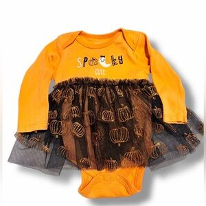 Chickpea Baby Girl First Halloween Tutu Bodysuit 6-9M Orange Pumpkin Spooky